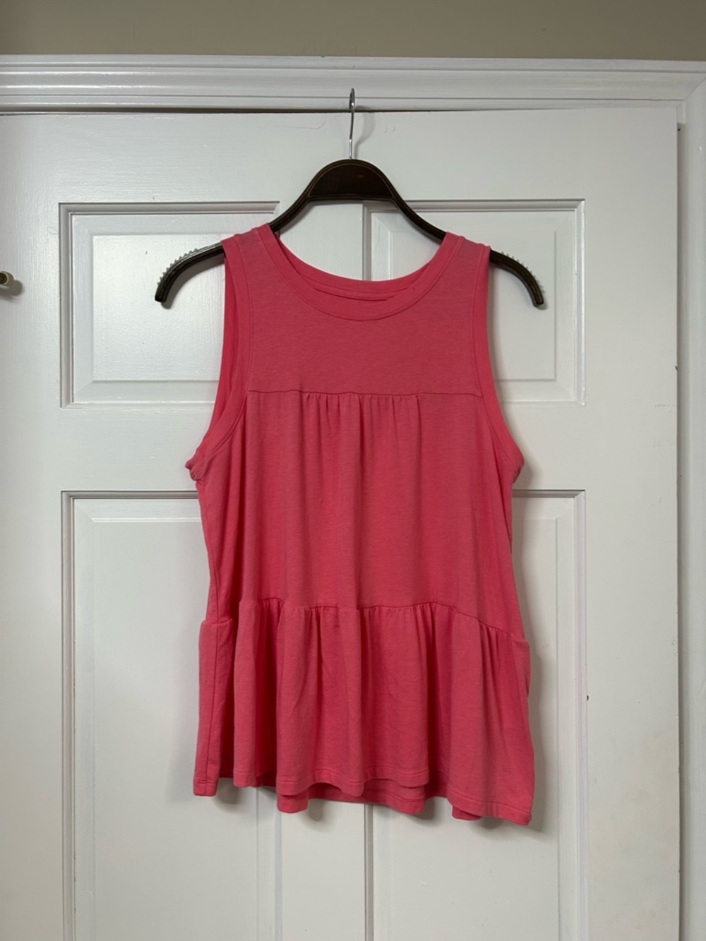 GAP Hot Pink Ruffled Hem Tank Top